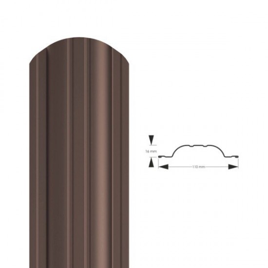 Profilēta metāla žoga štaketas POLO PMx2 RAL8019 (Pelēki Brūna)