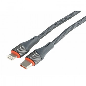 Vads USB C - Lightning auduma apvalkā, melns, 1m