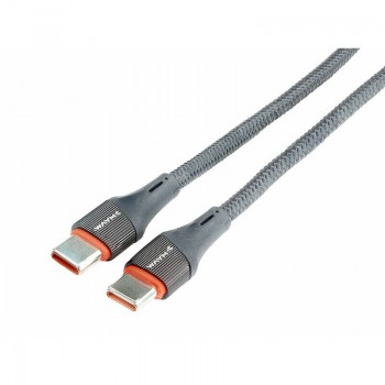 Vads USB C - USB C auduma apvalkā, melns, 1m