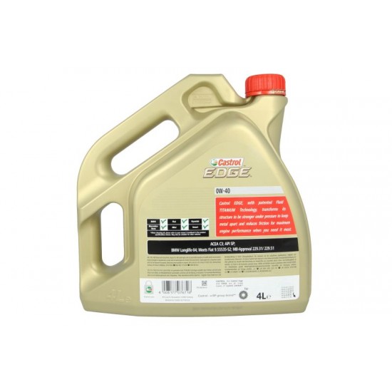 CASTROL Motoreļļa Castrol EDGE 0W-40 4L