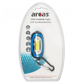 Mini lukturītis ar karabīni, COB LED + 2xCR2032, ARCAS