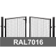 Divviru vārti ar apaļajiem stabiem RAL7016 H1.5 W4.0m