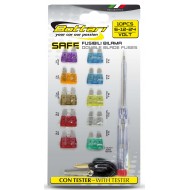 KIT OF 10 PCS DOUBLE BLADE FUSES AND TESTER "SAFE"