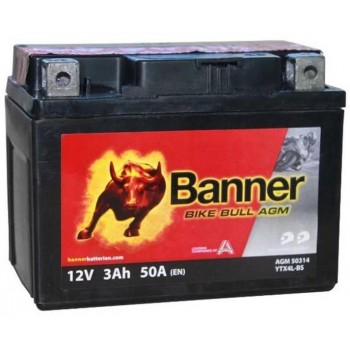 Akum. BANNER Moto AGM 12V 3Ah 50A 114x71x86mm