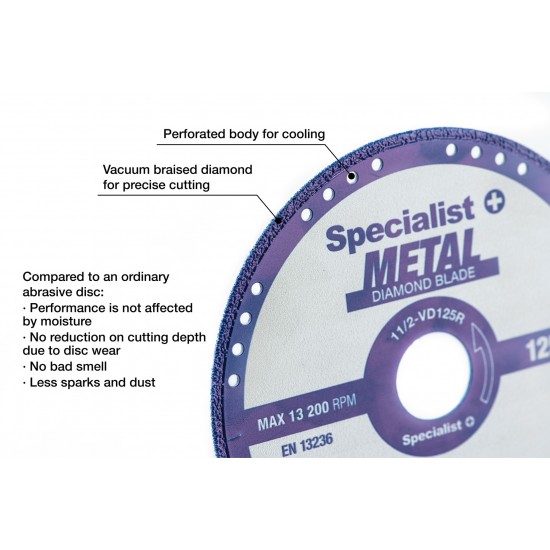 SPECIALIST+ dimanta metāla griešanas disks, 125 mm