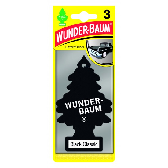 WUNDER-BAUM Tree Black Classic gaisa atsvaidzinātājs , 3x5g