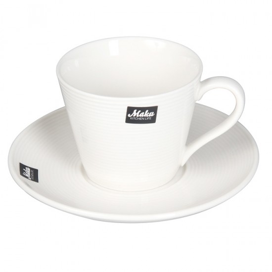 Krūze ar apakštasi Maku porcelāna, rievota