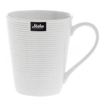 Krūze Maku porcelāna, rievota, balta