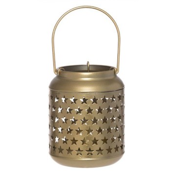 Svečturis-laterna 4Living Zvaigznītes, zelta 15cm