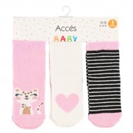 Zeķes bērnu neslīdošās Acces meiteņu 3-paka 6-12m, 12-24m