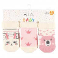 Zeķes bērnu neslīdošās Acces meiteņu 3-paka 6-12m, 12-24m