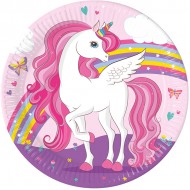 Šķīvji papīra Unicorn Rainbow 23cm 8gab.