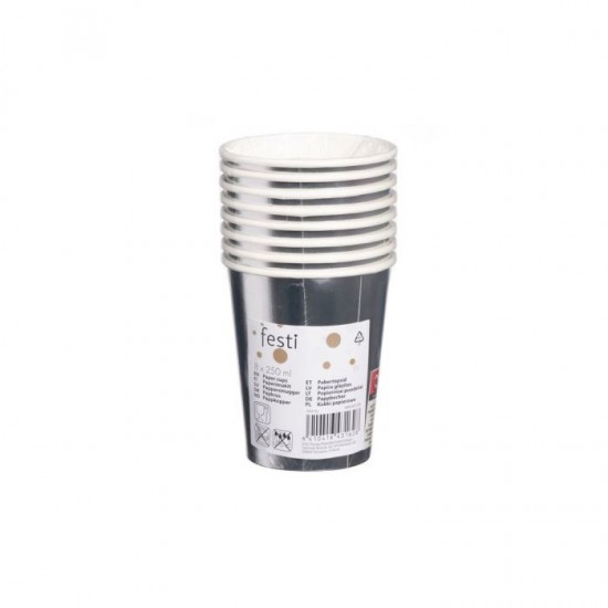 Papīra glāzes Festi sudraba 250ml 8gab.