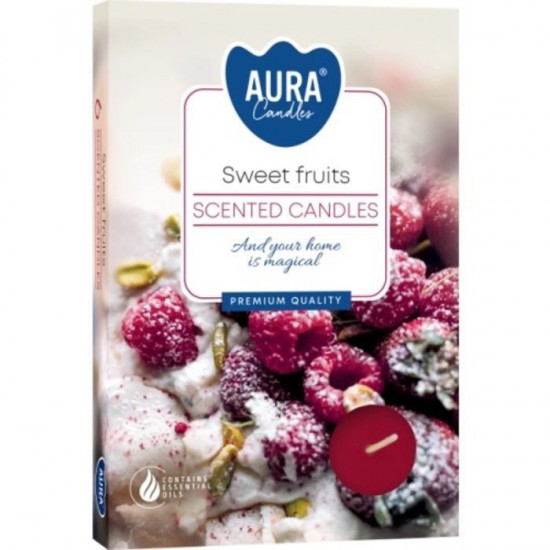 Tējas sveces arom. Aura sweet fruits 6gab. 3-4h