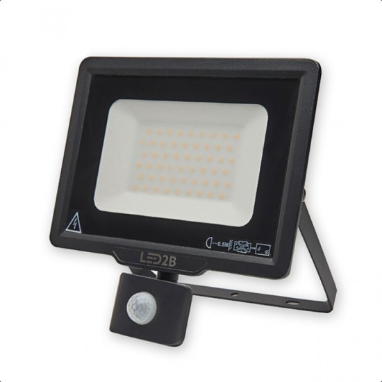 Prožek. LED ar sens. 50W/6000K melns