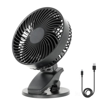 Ventilators VIENTO Clip melns ar akumulatoru