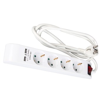 Pagarinātājs 4-vietīgs 1.4m a/z/s/USB 2.1A 3x1.5mm /50