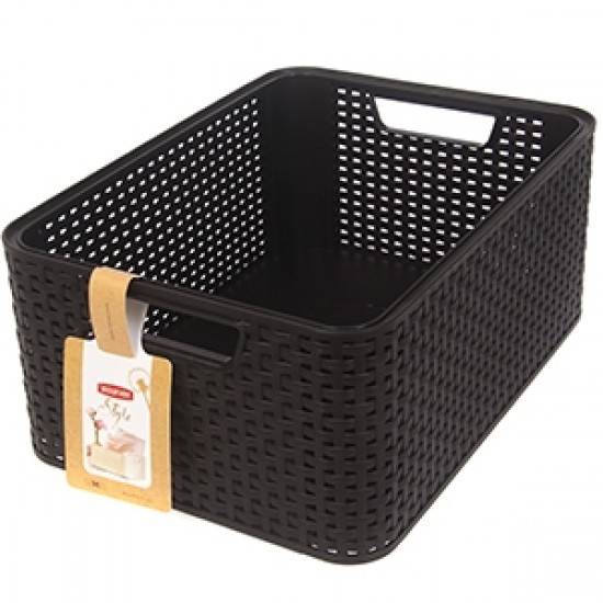 Kaste bez vāka Style Rattan M tumši brūna 39x29x17cm