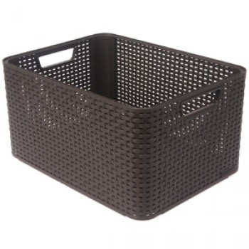 Kaste bez vāka Style Rattan L tumši brūna 43L 44x33x23cm