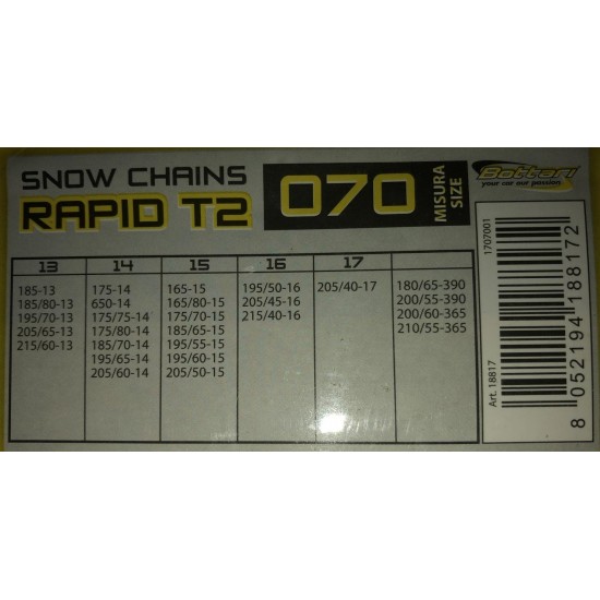 Tīkla tipa sniega ķēde, 9 MM, izmērs 070 