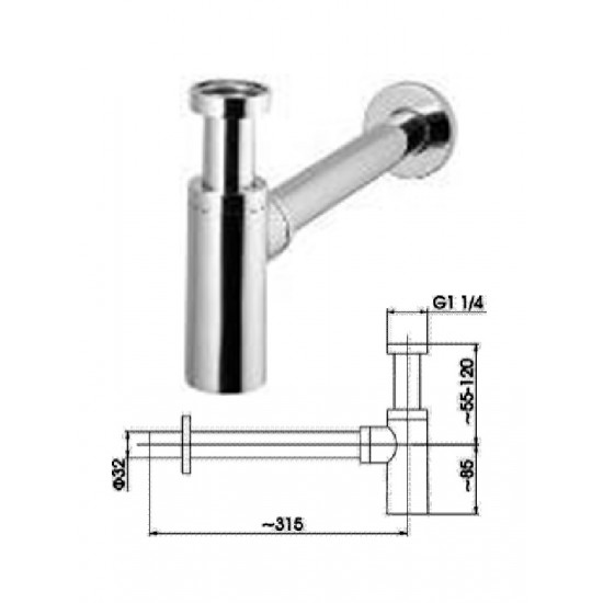 Sifons, 11/4*x32 (hroms) 600-004, 11/4X32