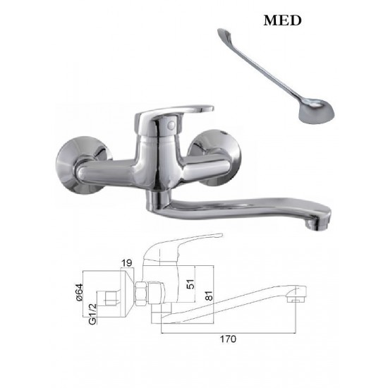 Virtuves krāns no sienas MG-6232 MED, MED