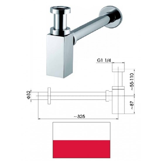 Sifons, 11/4*x32 (hroms) 600-002-00, 11/4X32