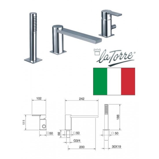 Vannas krāns 3-daļīgs 35045, ITALIA
