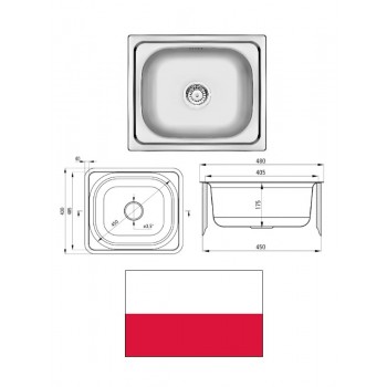 Virt.izlietne nerūs.tērauda 48x43x17.5cm, DOPPIO