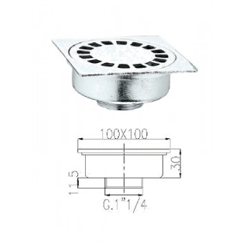 Grīdas traps 100x100mm (hroms) 917, 1.1/4