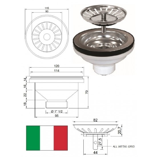 Notece 11/2xDN115X63mm 1254MET000, 1.1/2X115