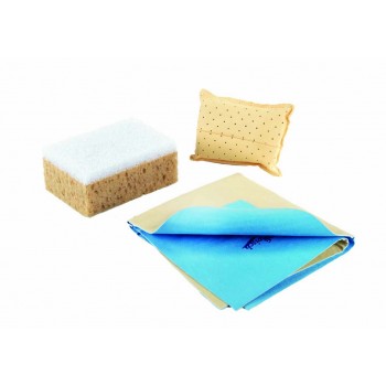 Transportlīdzekļa tīrīšanas komplekts – Sintētiskās ādas drāna + divas sūklis