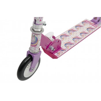 Bērnu skūteris 12" ar regulējamu T-stieni "UNICORN", balts/rozā