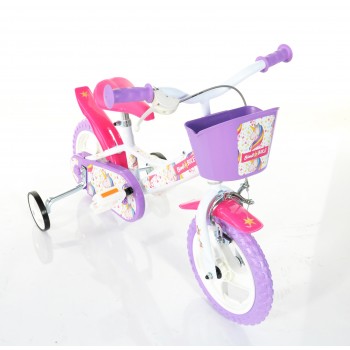 Bērnu velosipēds Bimbo Bike 12'' ''UNICORN'', balts/ violēts/ rozā
