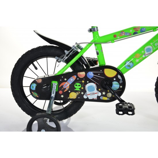 Bērnu velosipēds Bimbo Bike 14'' ''COSMOS'', melns/zaļš