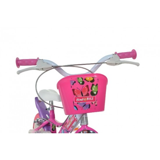 Bērnu velosipēds Bimbo Bike 12'' ''BUTTERFLY'', rozā/balts