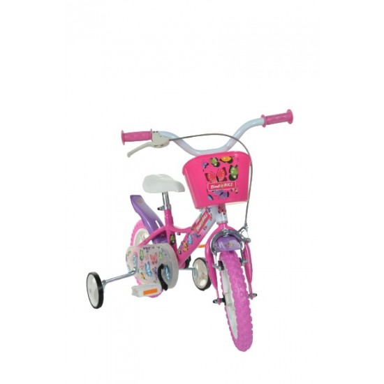 Bērnu velosipēds Bimbo Bike 12'' ''BUTTERFLY'', rozā/balts