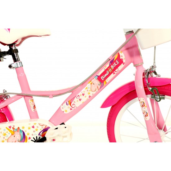 Bērnu velosipēds Bimbo Bike 16'' ''UNICORN STAR'', balts/ rozā