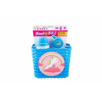 Komplekts bērnu velosipēdam "NOVEL", 3 elementi (grozs, ūdens pudele un zvaniņš), zils