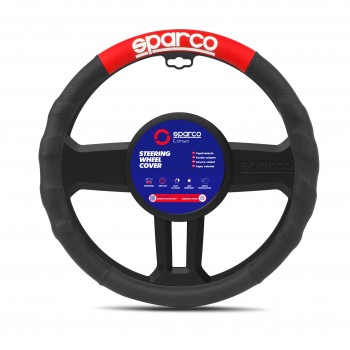 Sparco Stūres pārvalks, melns/sarkans