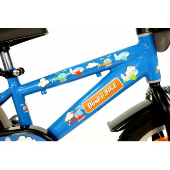 Bērnu velosipēds 12" zils ar lidmašīnu motīviem