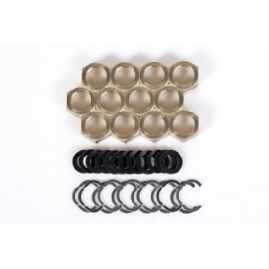 Pieslēgu komplekti (uzgrieznis, sprostgredzens, blīve)