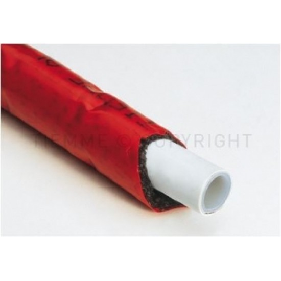 Daudzslāņu caurule PE-X/AL/PE-X ar sarkanu izolāciju, ruļļos