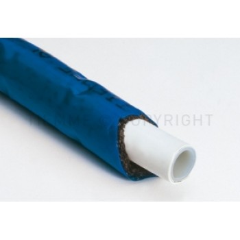Daudzslāņu caurule PE-X/AL/PE-X ar zilu izolāciju, ruļļos