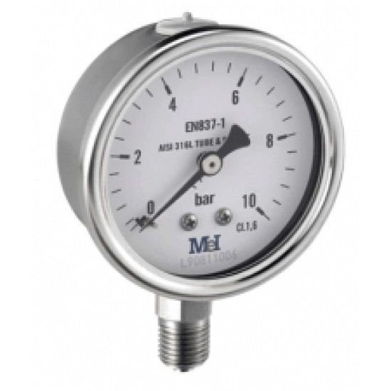 Nerūsējošā tērauda manometrs CL1.6, vertikāls