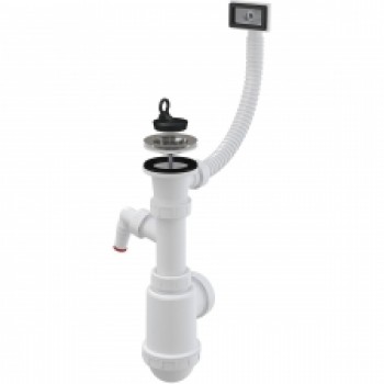 Sifons izlietnei A444P-DN50/40 ar NT resti Ø70, štuceri un pārplūdi