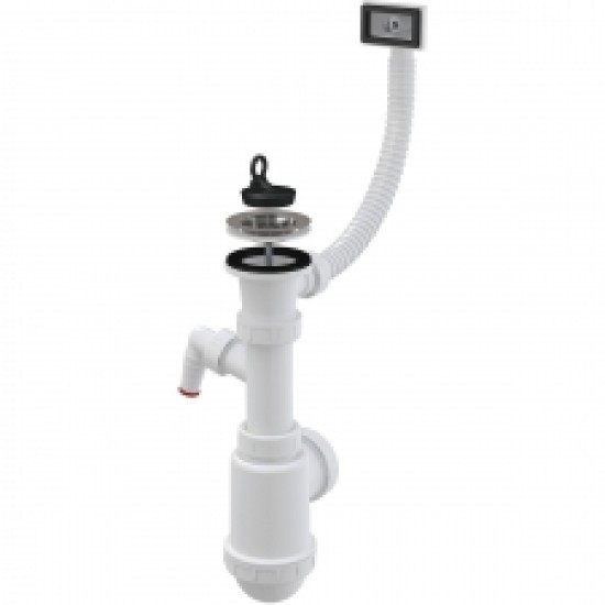 Sifons izlietnei A444P-DN50/40 ar NT resti Ø70, štuceri un pārplūdi