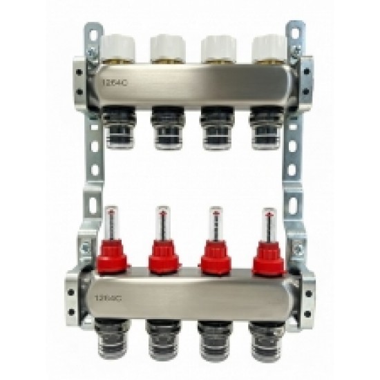 Kolektoru komplekts grīdas apkurei CX4128, PushFit 16, nerūsējošs tērauds