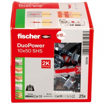 Dībeļi ar skrūvi Fischer DuoPower 10 x 50 S 25 vnt.